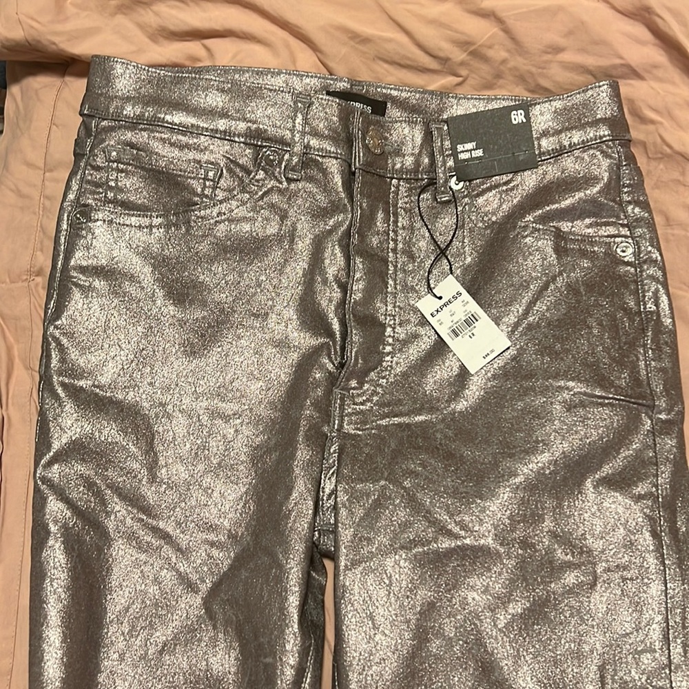Express silver holiday jeans